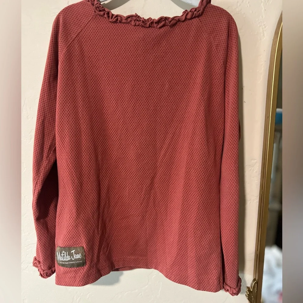 Matilda Jane You & Me Cinnamon Tee Dotted Long Sleeve Ruffle Size 8